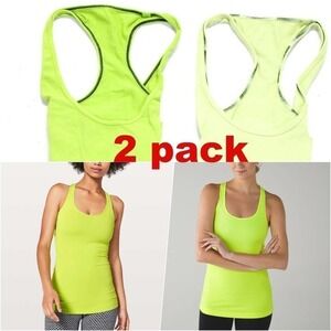 Lululemon 2pack Racerback Tank Pistachio Neon Green 6